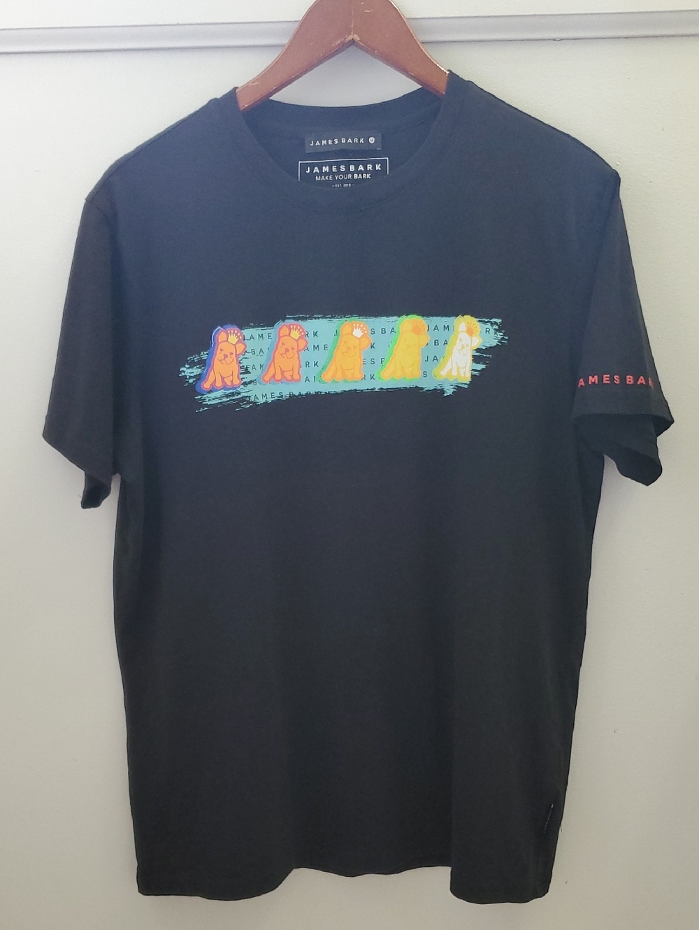 James Bark French Bulldog Graphiç Tee Black Size Medium